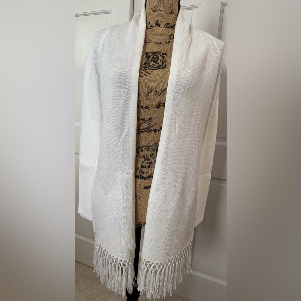 Elegant White Fringe Women's Jacket